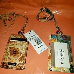 Brahmin Brown and Blue Cell Phone Lanyard Holder